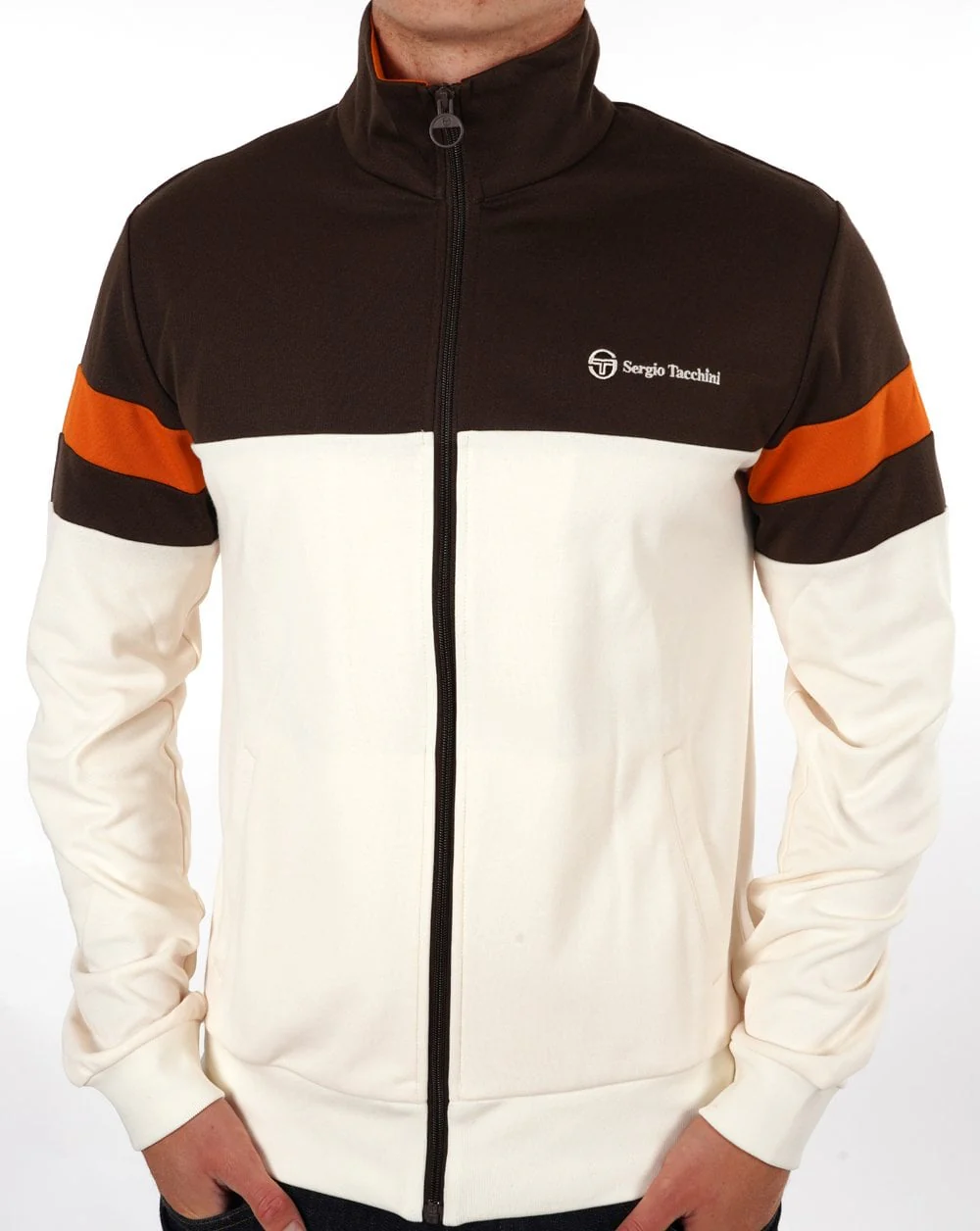 Sergio Tacchini Split Track Top Gardenia Dk Coffee
