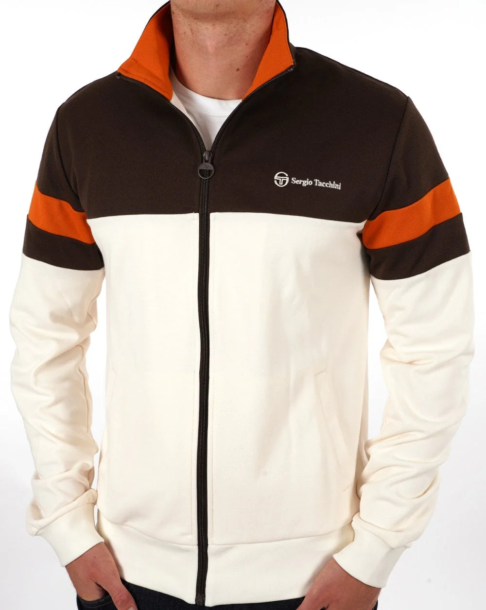 Sergio Tacchini Split Track Top Gardenia Dk Coffee - Image 3