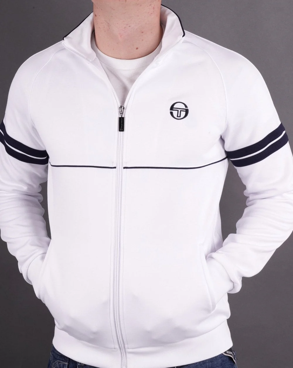 Sergio Tacchini Star Track Top White/Navy - Image 3