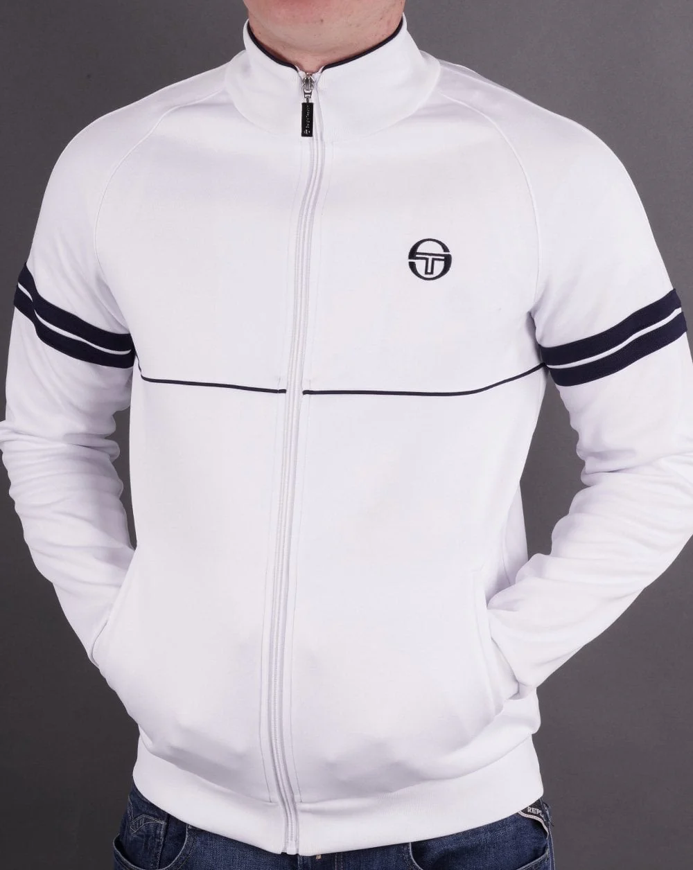 Sergio Tacchini Star Track Top White/Navy - Image 4