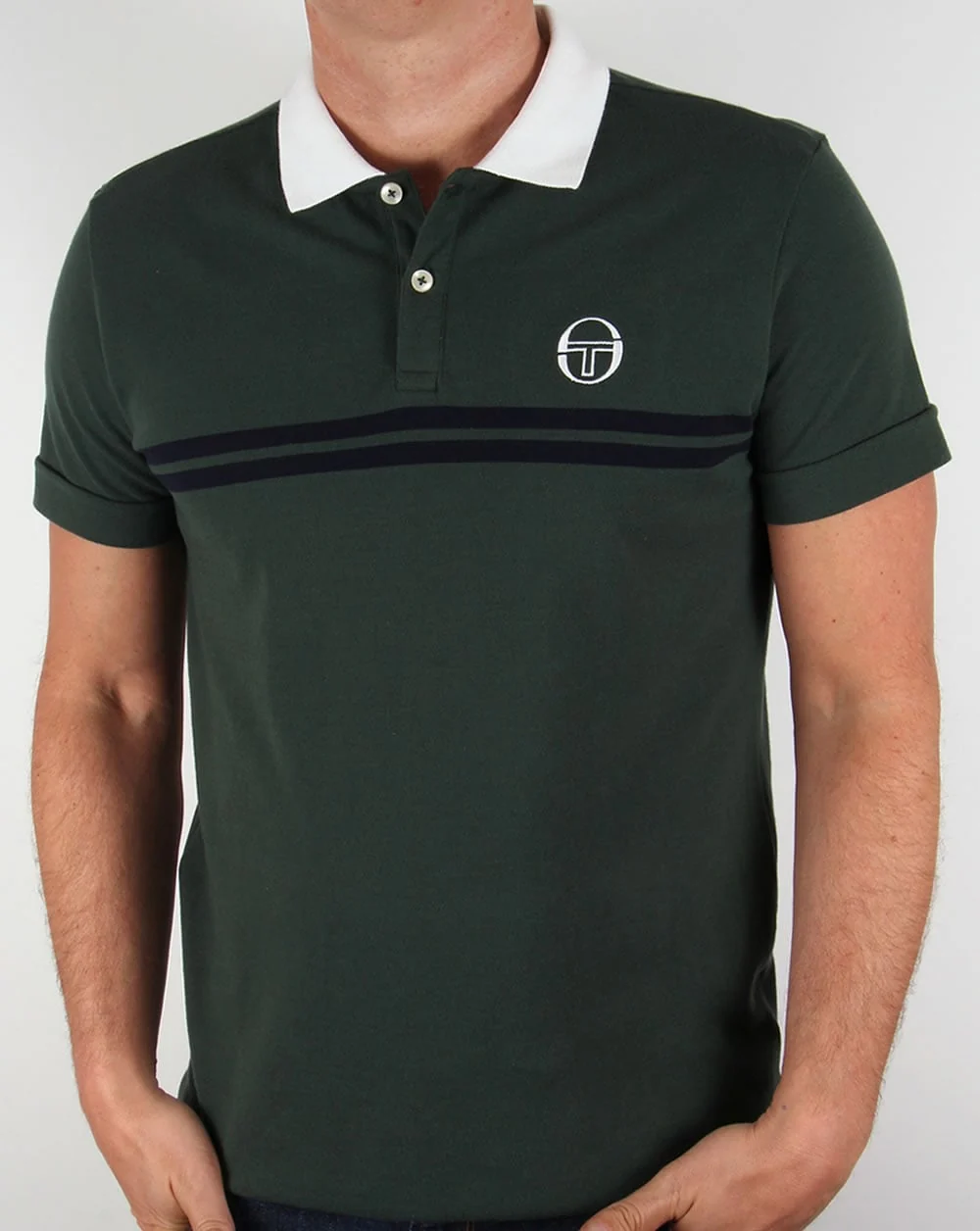 Sergio Tacchini Super Mac Polo Shirt Forest Green/White