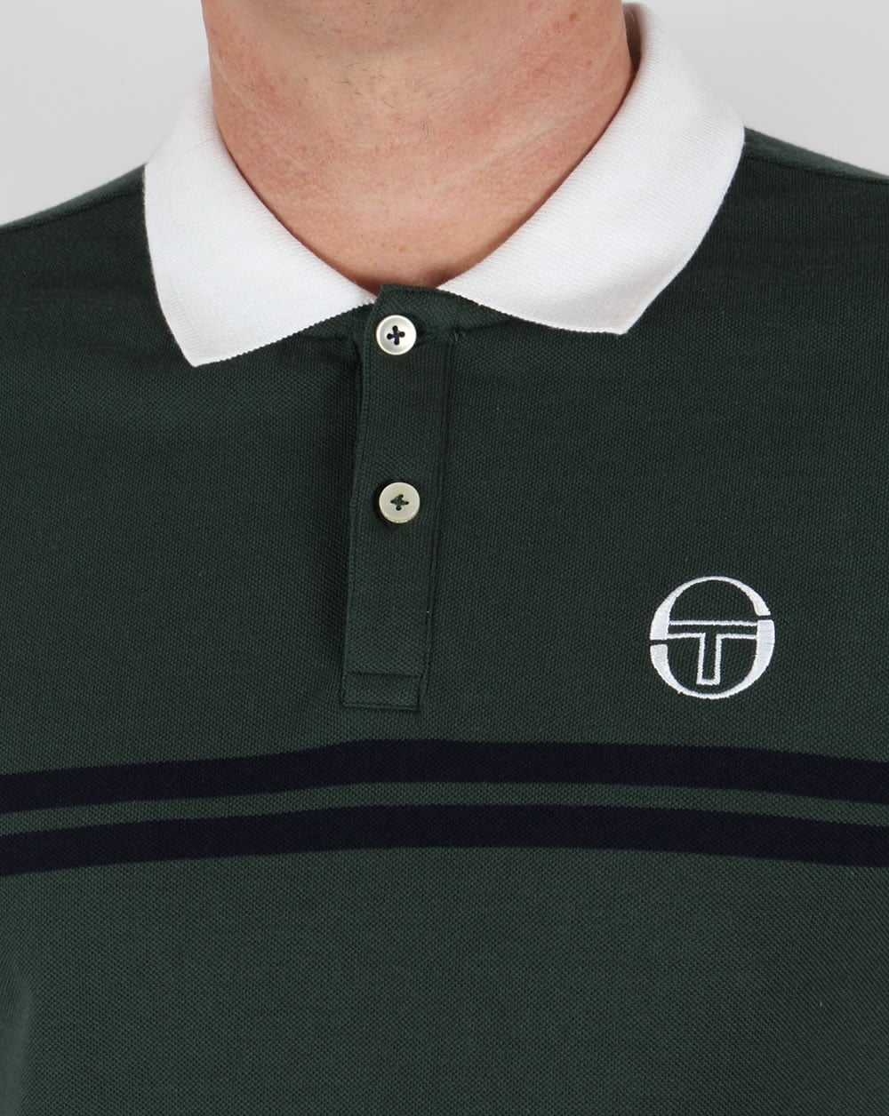 Sergio Tacchini Super Mac Polo Shirt Forest Green/White - Image 2