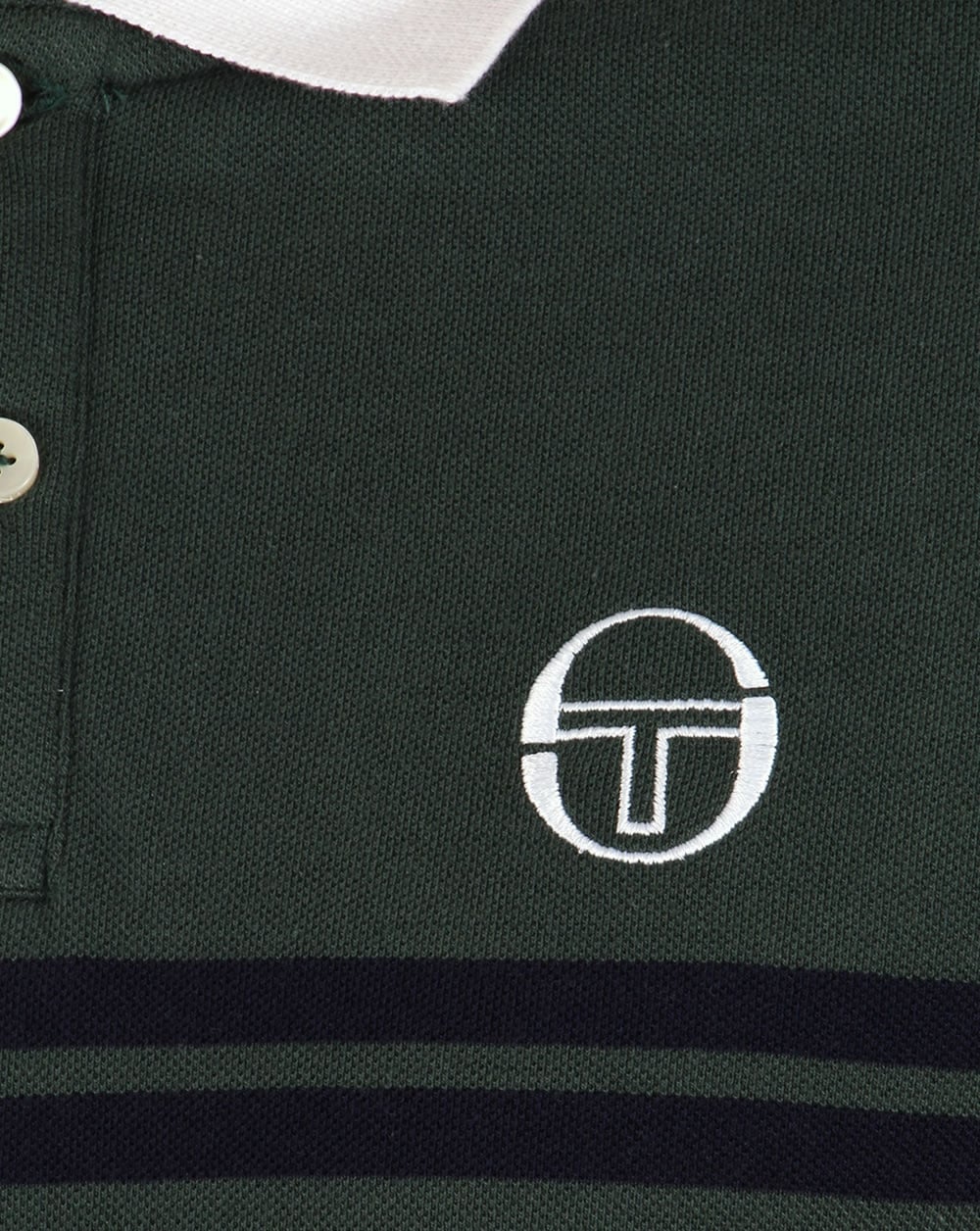 Sergio Tacchini Super Mac Polo Shirt Forest Green/White - Image 3