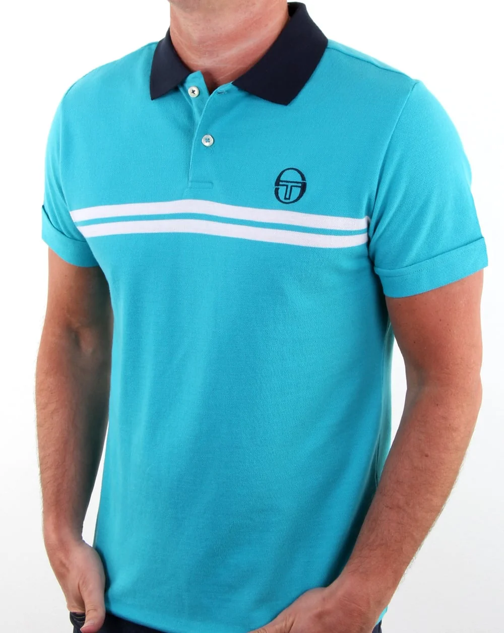 Sergio Tacchini Supermac Polo Shirt Fresh Blue/white - Image 2