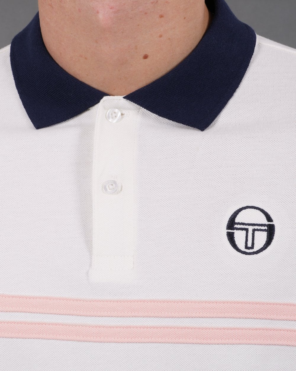 Sergio Tacchini Supermac Polo Shirt Gardenia/Pink/Navy - Image 2
