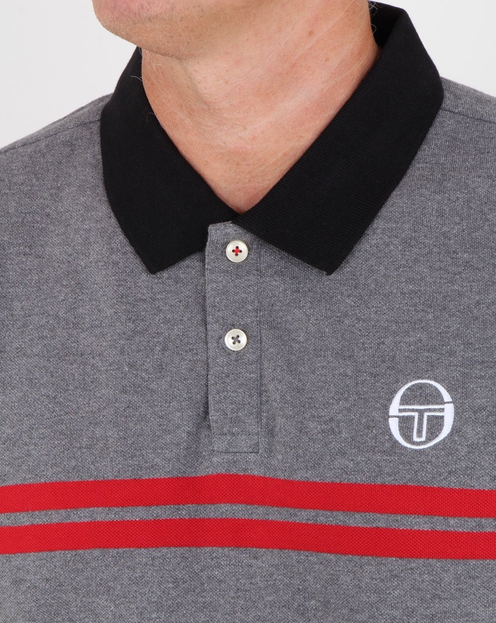 Sergio Tacchini Supermac Polo Shirt Grey Melange - Image 2