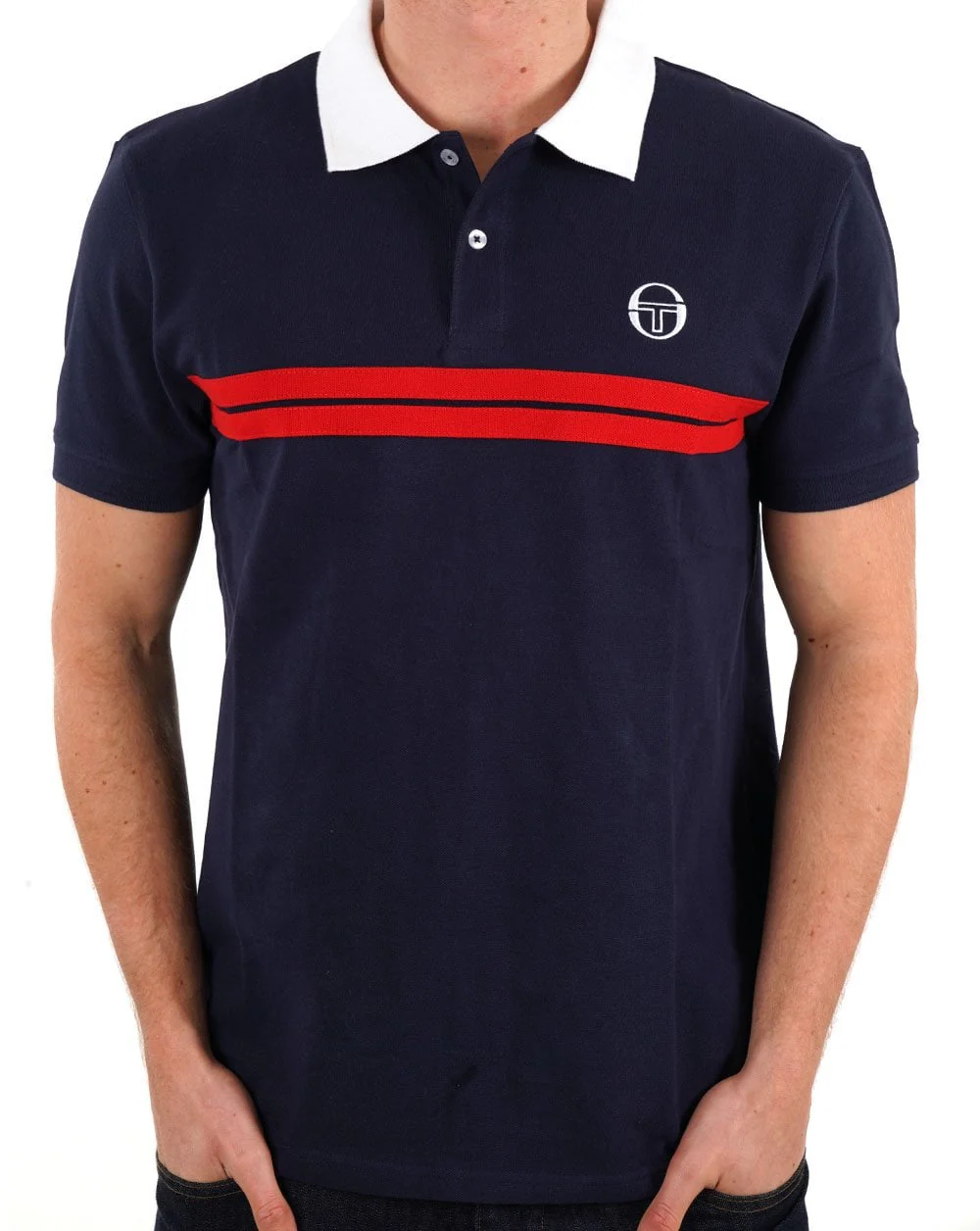 Sergio Tacchini Supermac Polo Shirt Navy Blue/Dark Red - Image 3