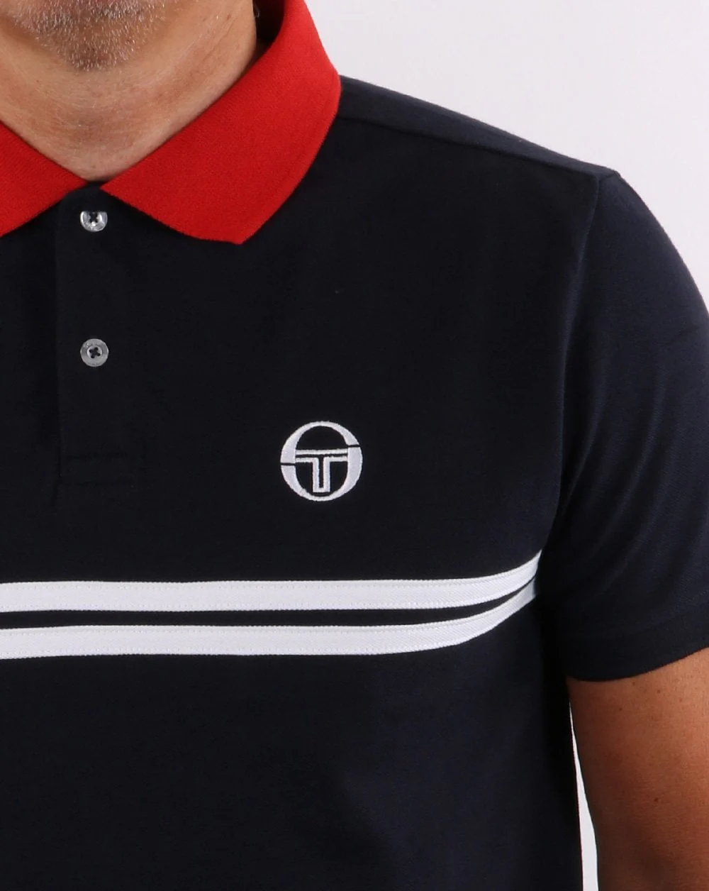 Sergio Tacchini Supermac Polo Shirt Navy/Red - Image 5