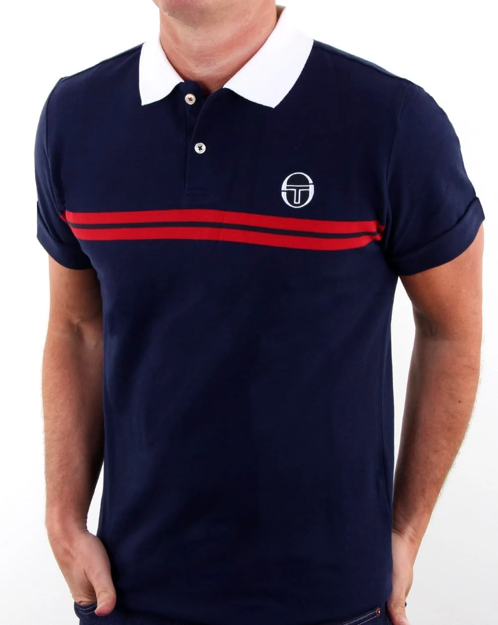 Sergio Tacchini Supermac Polo Shirt Navy/red - Image 3