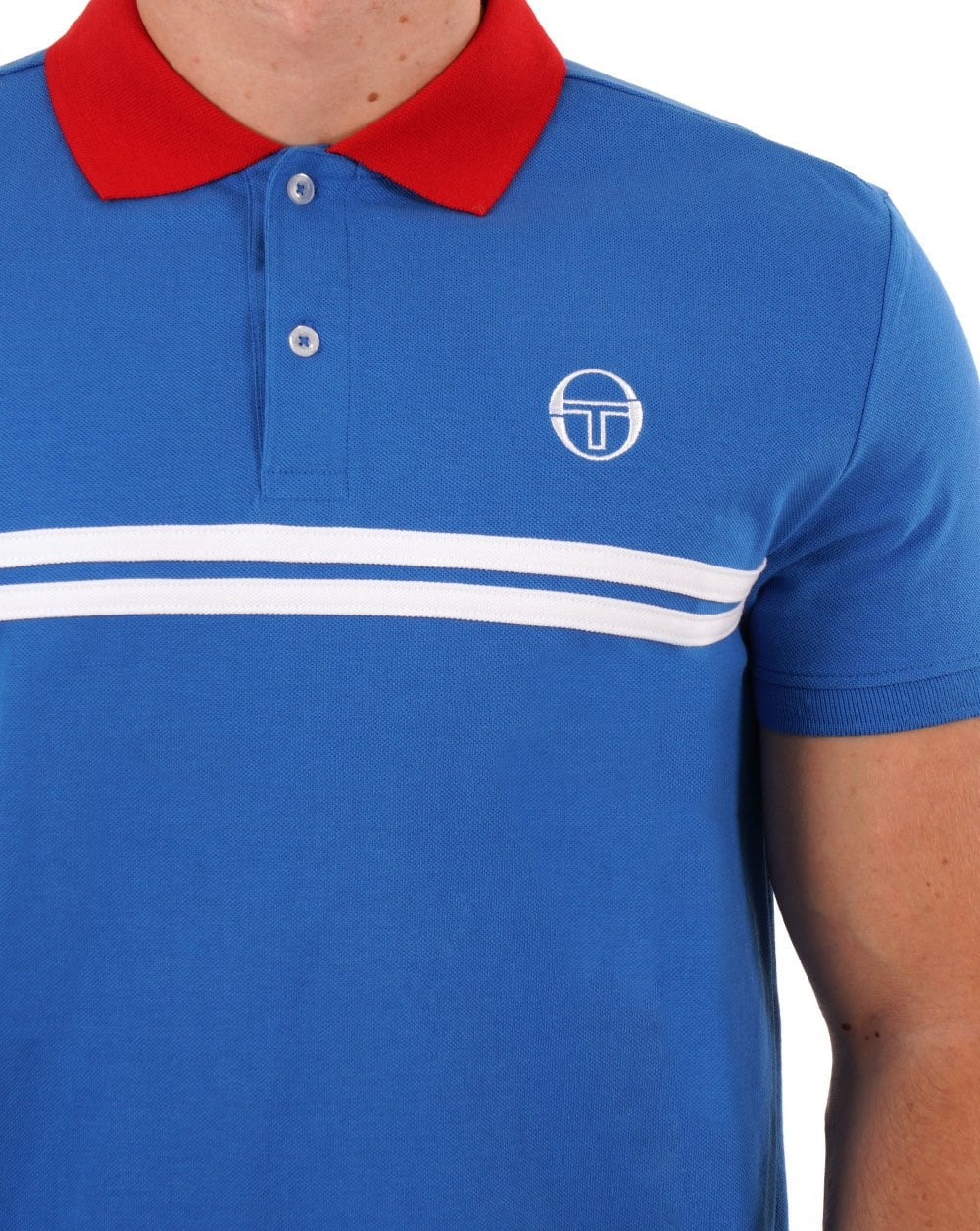 Sergio Tacchini Supermac Polo Shirt Royal Blue/Red/White - Image 3