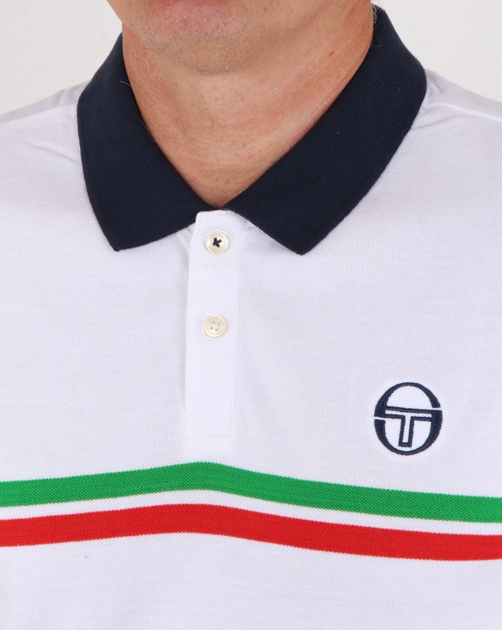 Sergio Tacchini Supermac Polo Shirt White/green/red - Image 3