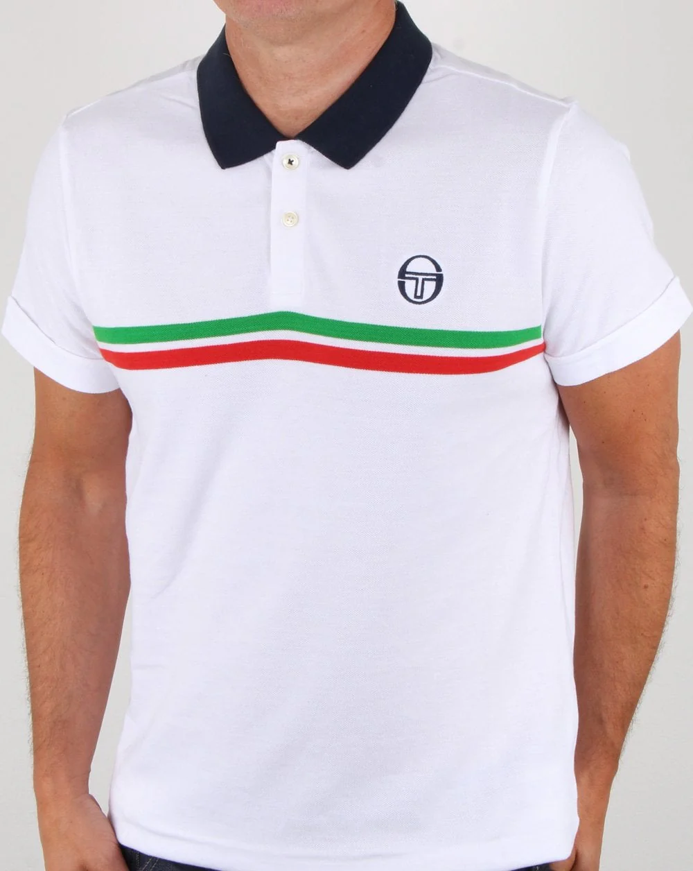 Sergio Tacchini Supermac Polo Shirt White/green/red - Image 4