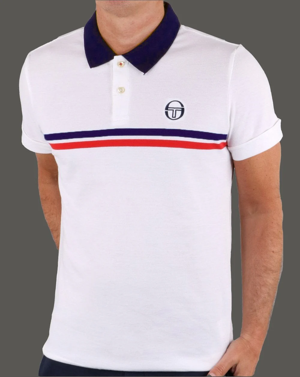 Sergio Tacchini Supermac Polo Shirt White/Navy/Red