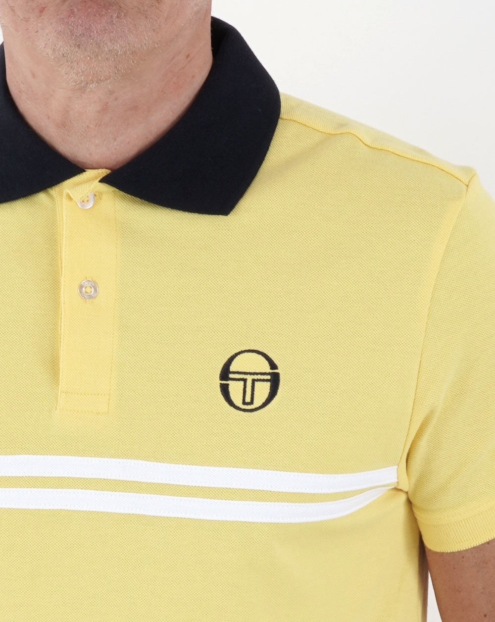 Sergio Tacchini Supermac Polo Shirt Yellow/White/Navy - Image 2