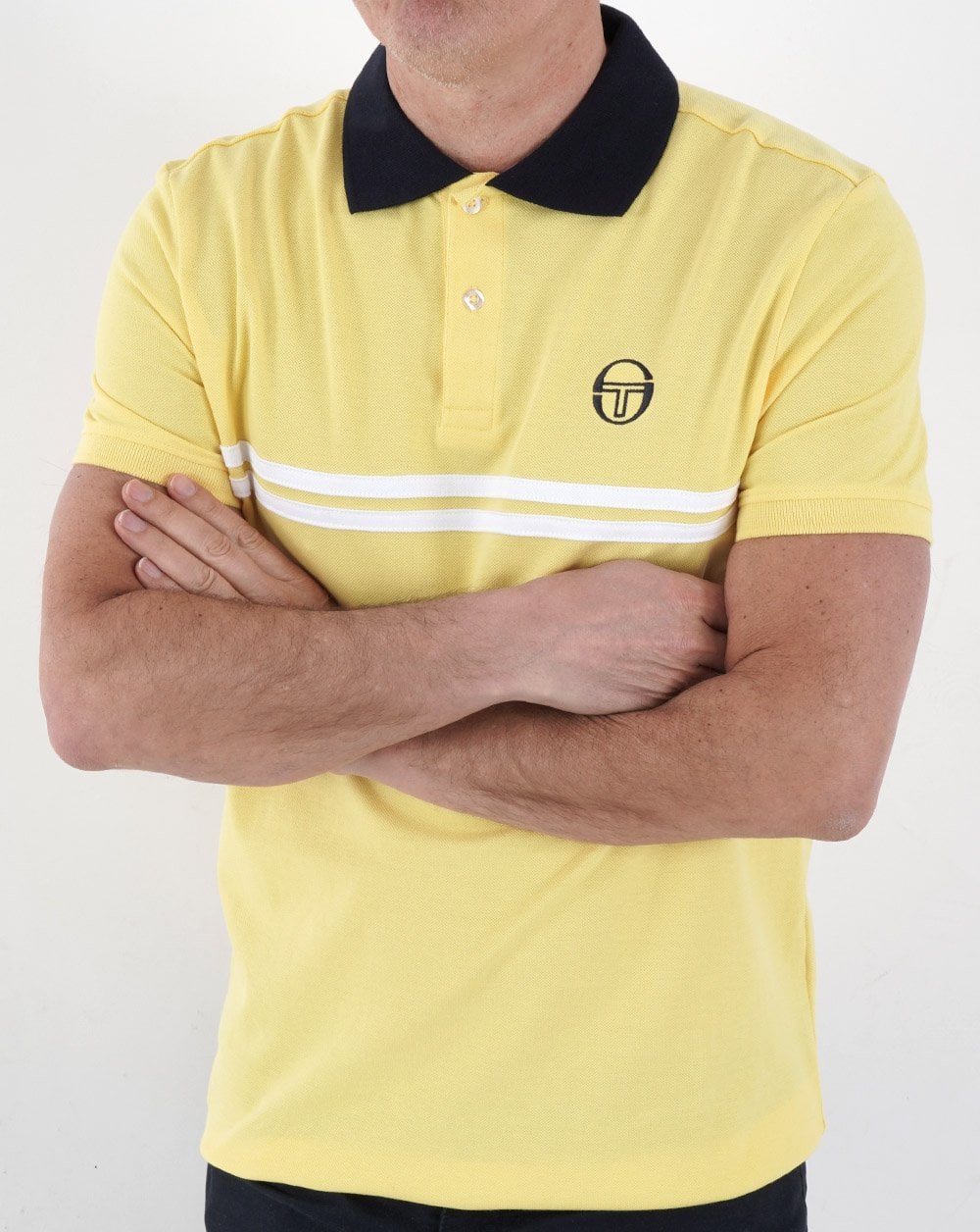 Sergio Tacchini Supermac Polo Shirt Yellow/White/Navy - Image 3