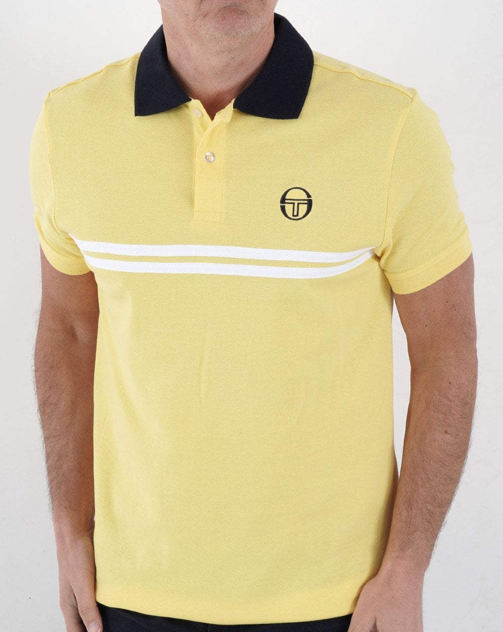 Sergio Tacchini Supermac Polo Shirt Yellow/White/Navy - Image 4