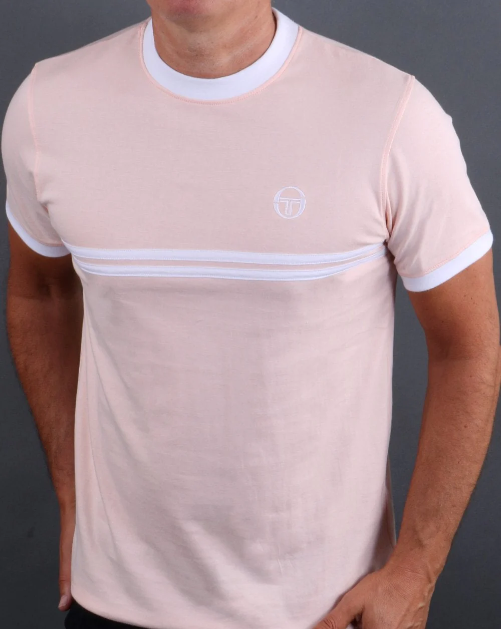 Sergio Tacchini Supermac T Shirt Blush Pink/White - Image 3