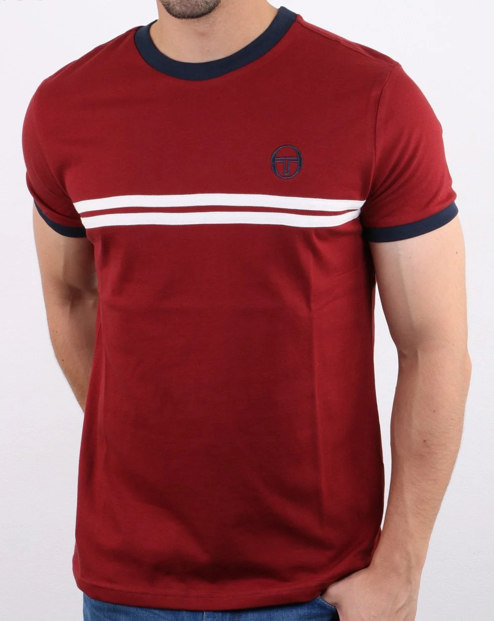 Sergio Tacchini Supermac T-shirt Burgundy Red/navy - Image 2