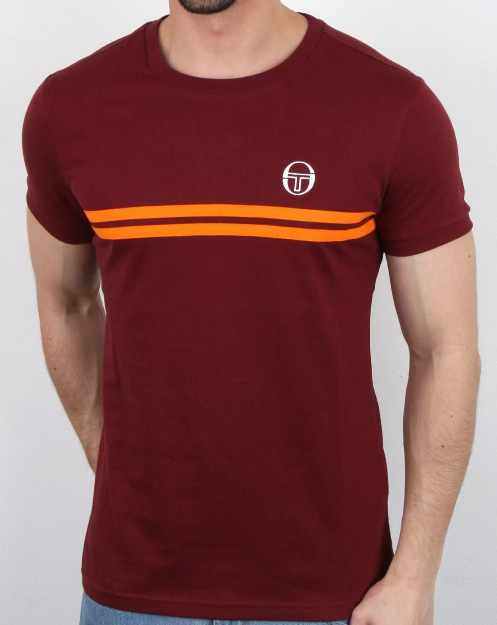 Sergio Tacchini Supermac T-shirt Maroon/Orange - Image 2