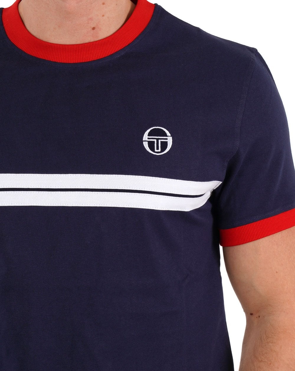 Sergio Tacchini Supermac T Shirt Navy/Red/White - Image 2