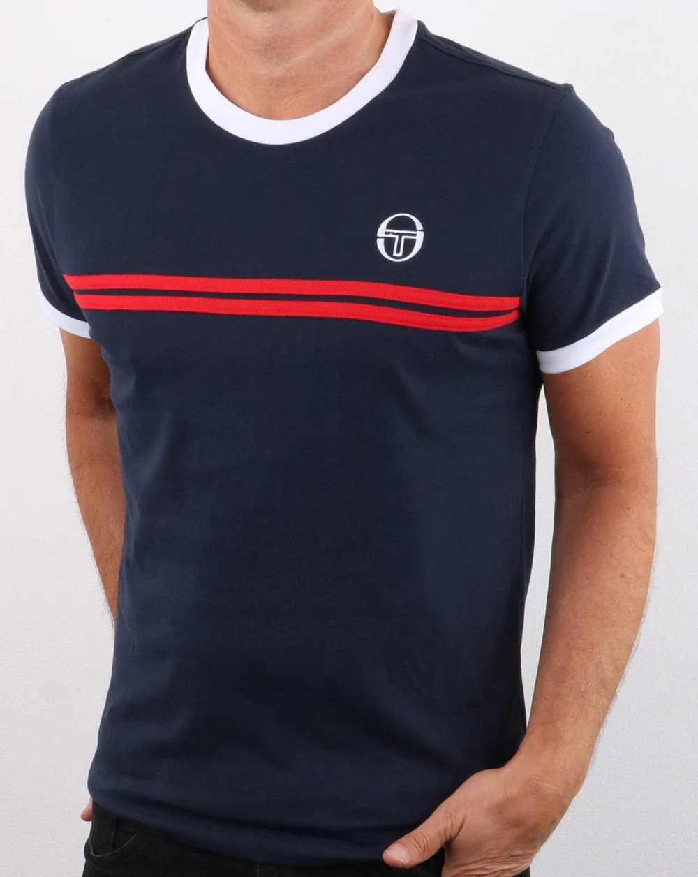 Sergio Tacchini Supermac T-shirt Navy/White/Red - Image 2