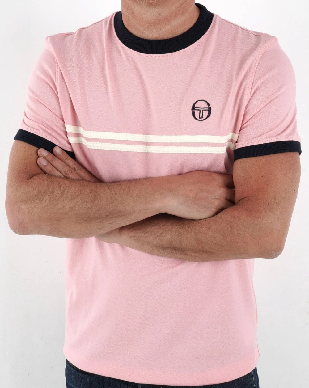 Sergio Tacchini Supermac T Shirt Pink/Navy - Image 3