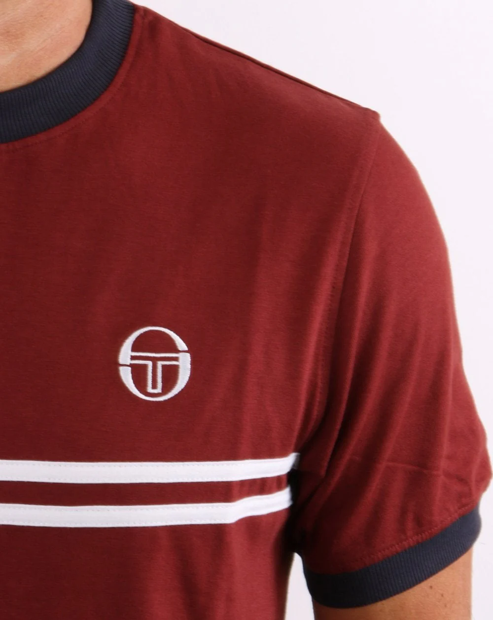 Sergio Tacchini Supermac T Shirt Port/Navy/White - Image 2