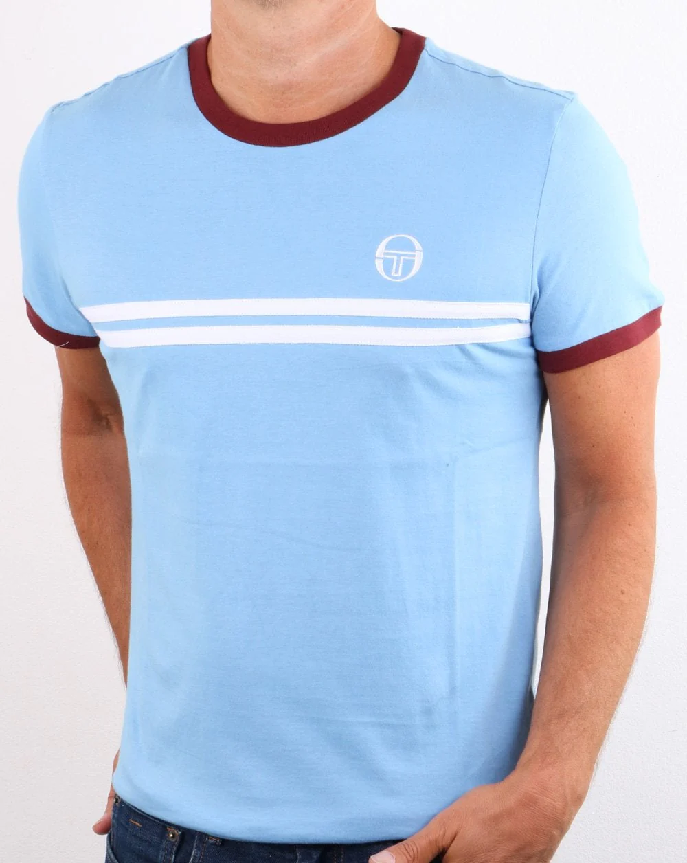 Sergio Tacchini Supermac T-shirt Sky Blue / Claret - Image 2