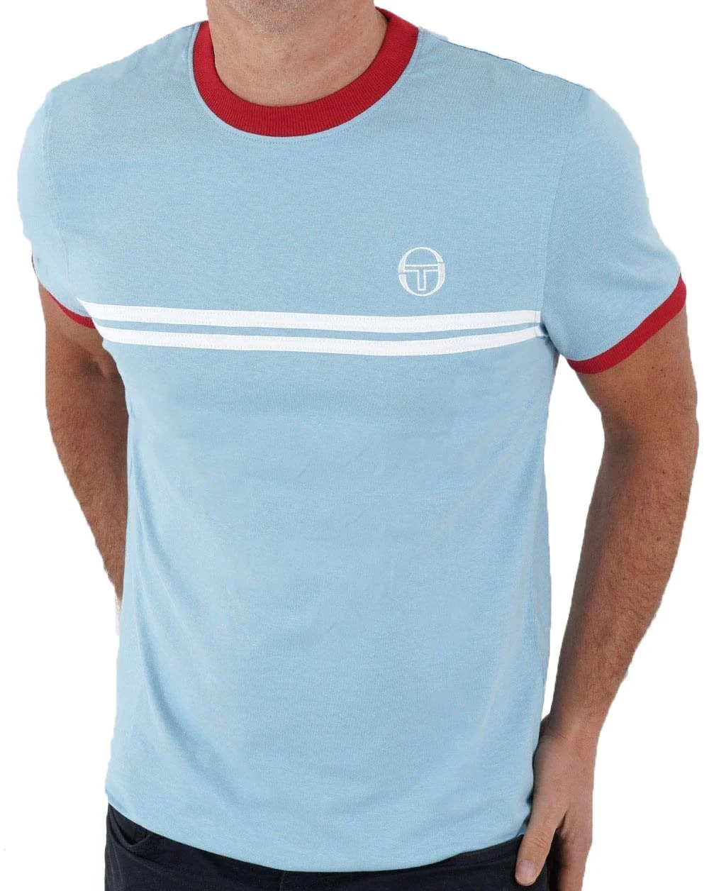 Sergio Tacchini Supermac T-shirt Sky/red/white - Image 2