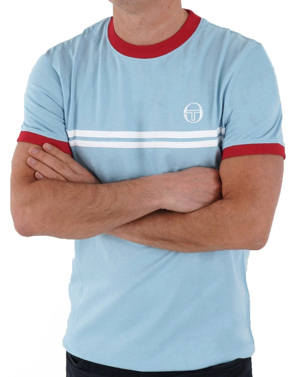 Sergio Tacchini Supermac T-shirt Sky/red/white - Image 3