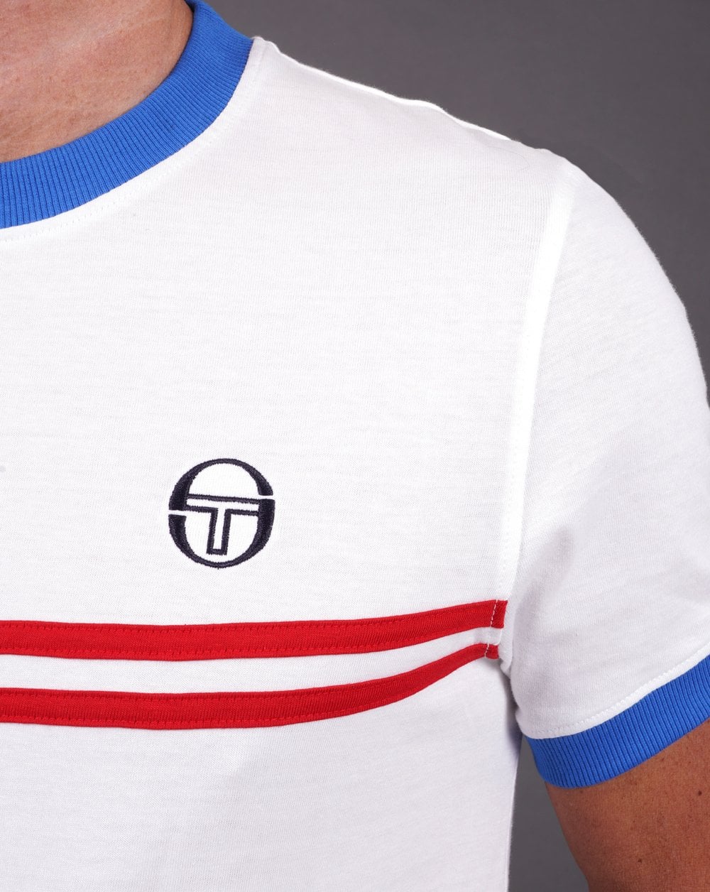 Sergio Tacchini Supermac T Shirt White/Red - Image 3