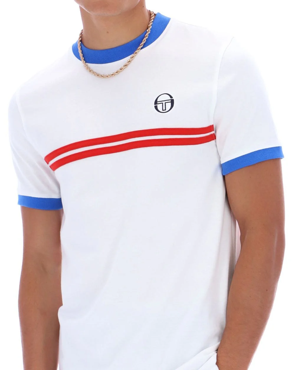 Sergio Tacchini Supermac T Shirt White/Red - Image 4