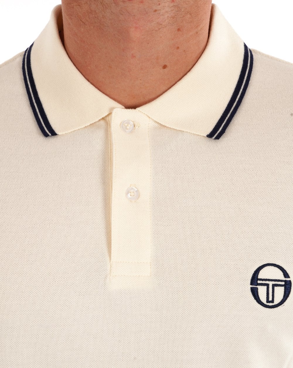 Sergio Tacchini Tipped LS Polo Shirt Gardenia - Image 2