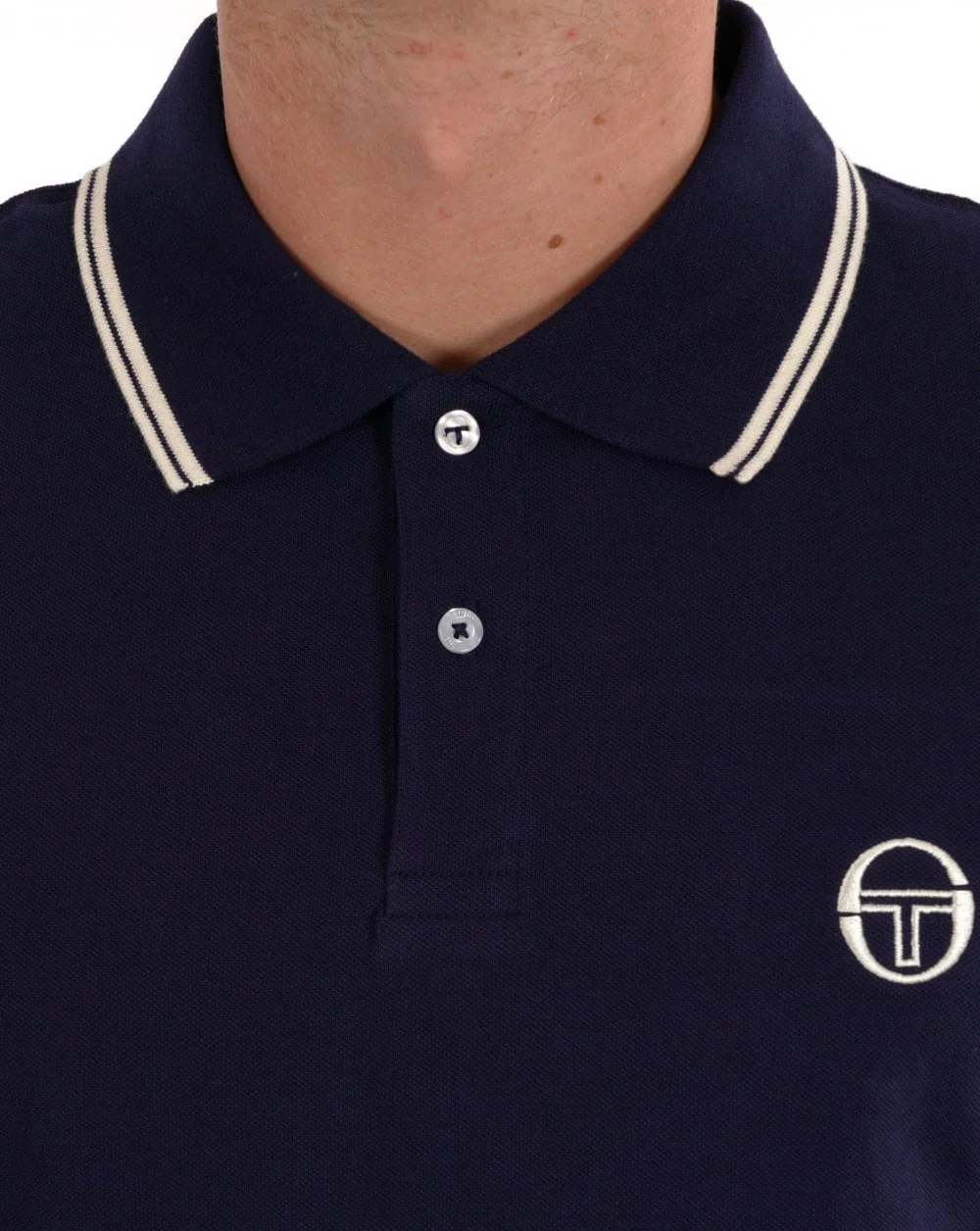 Sergio Tacchini Tipped LS Polo Shirt Navy Blue - Image 2