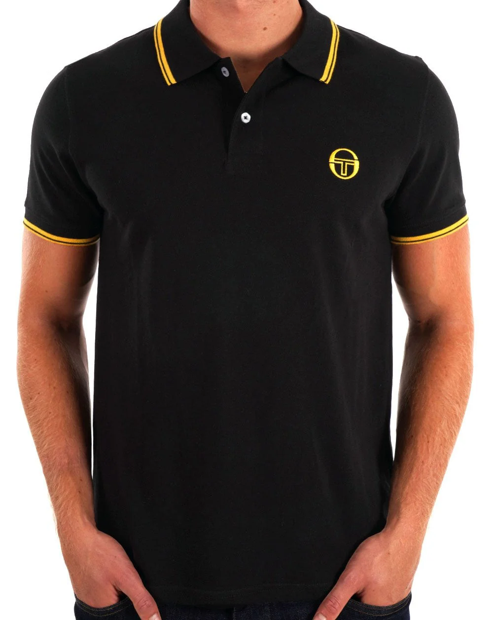 Sergio Tacchini Tipped Polo Shirt Black/Gold - Image 3