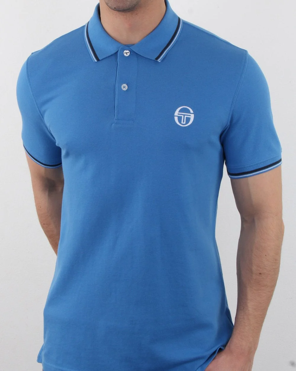Sergio Tacchini Tipped Polo Shirt Blue/white - Image 2