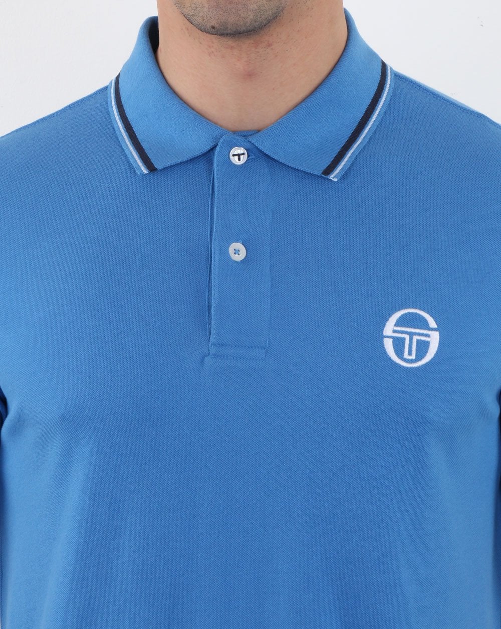 Sergio Tacchini Tipped Polo Shirt Blue/white - Image 4