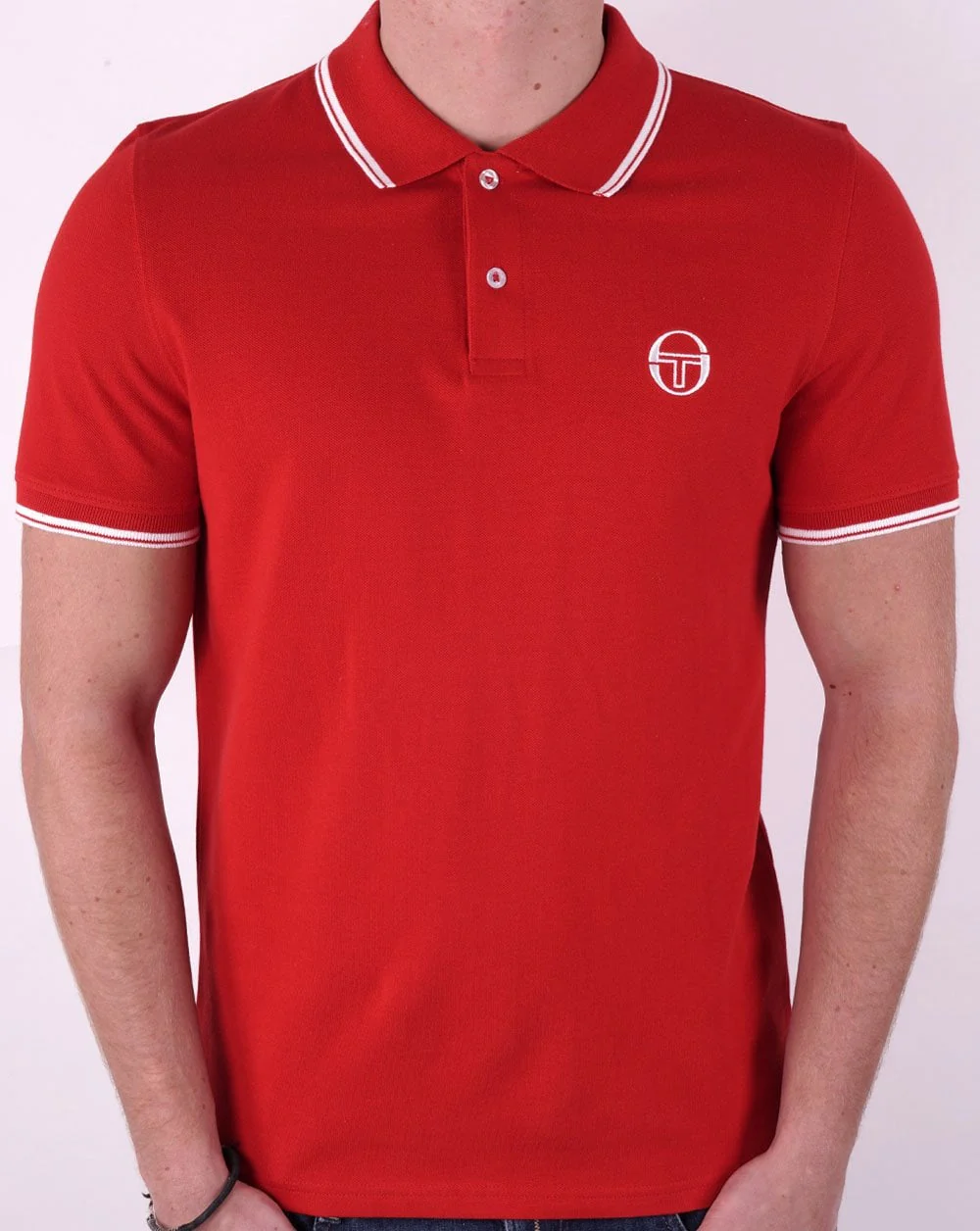 Sergio Tacchini Tipped Polo Shirt Dark Red/White - Image 3