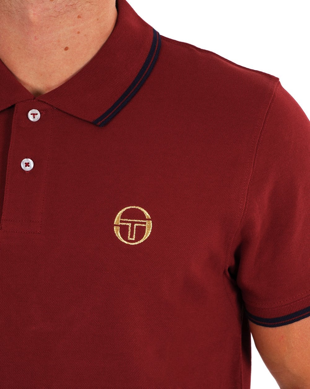 Sergio Tacchini Tipped Polo Shirt Deep Red - Image 3