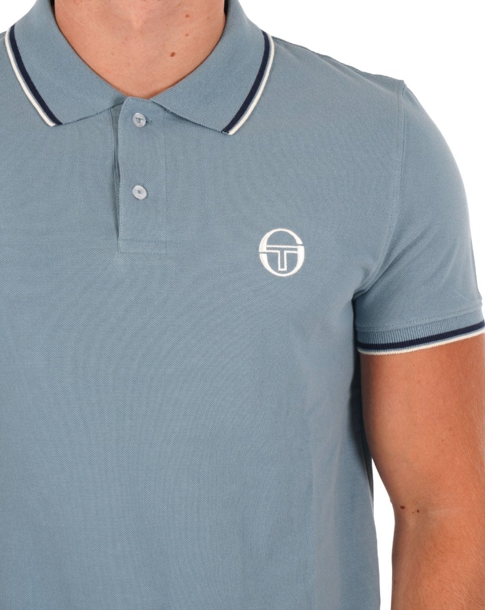 Sergio Tacchini Tipped Polo Shirt Dusky Blue - Image 2