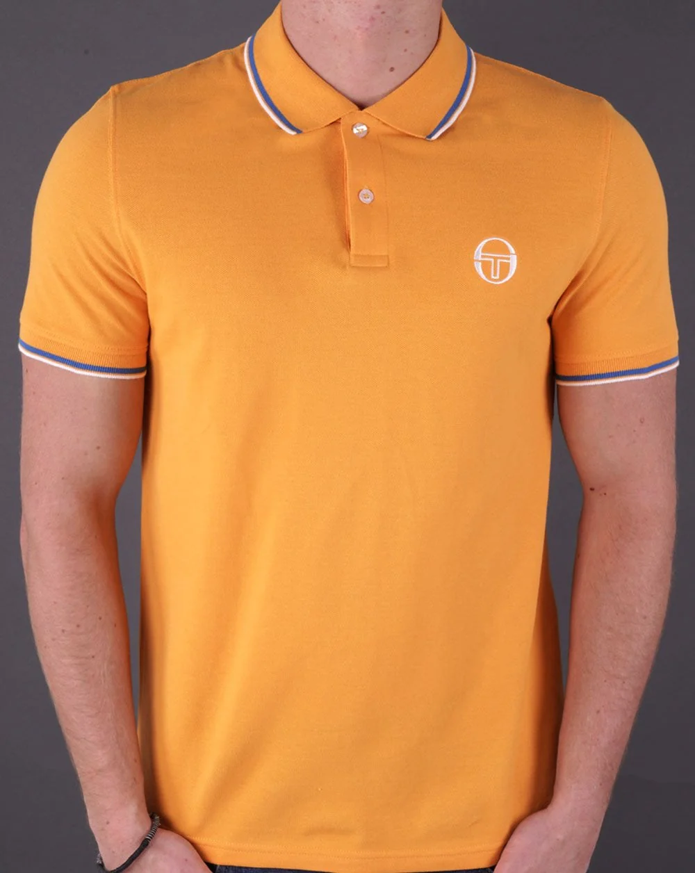 Sergio Tacchini Tipped Polo Shirt Gold/Blue/White