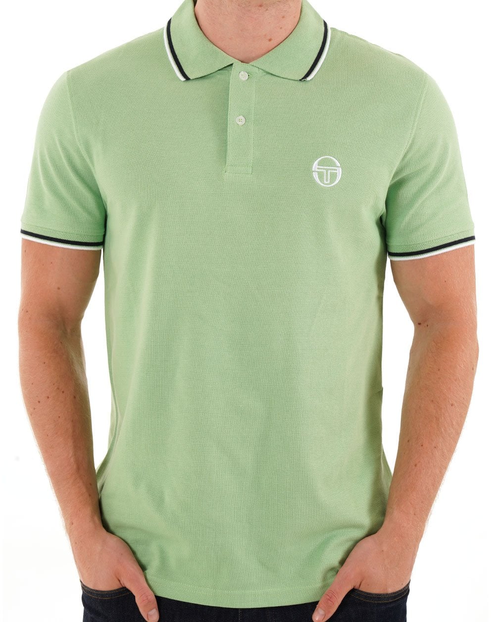 Sergio Tacchini Tipped Polo Shirt Green/White - Image 2