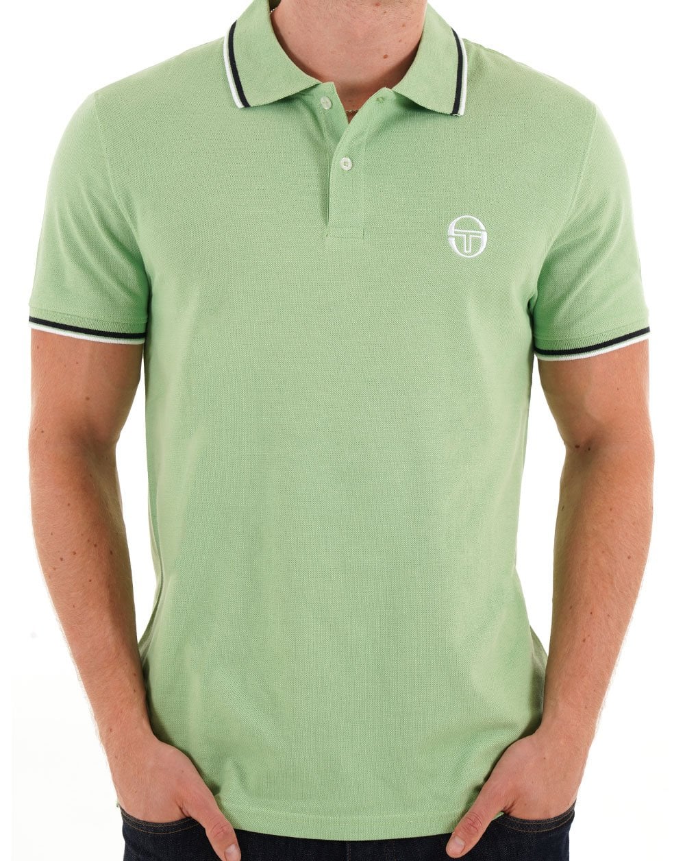 Sergio Tacchini Tipped Polo Shirt Green/White - Image 3