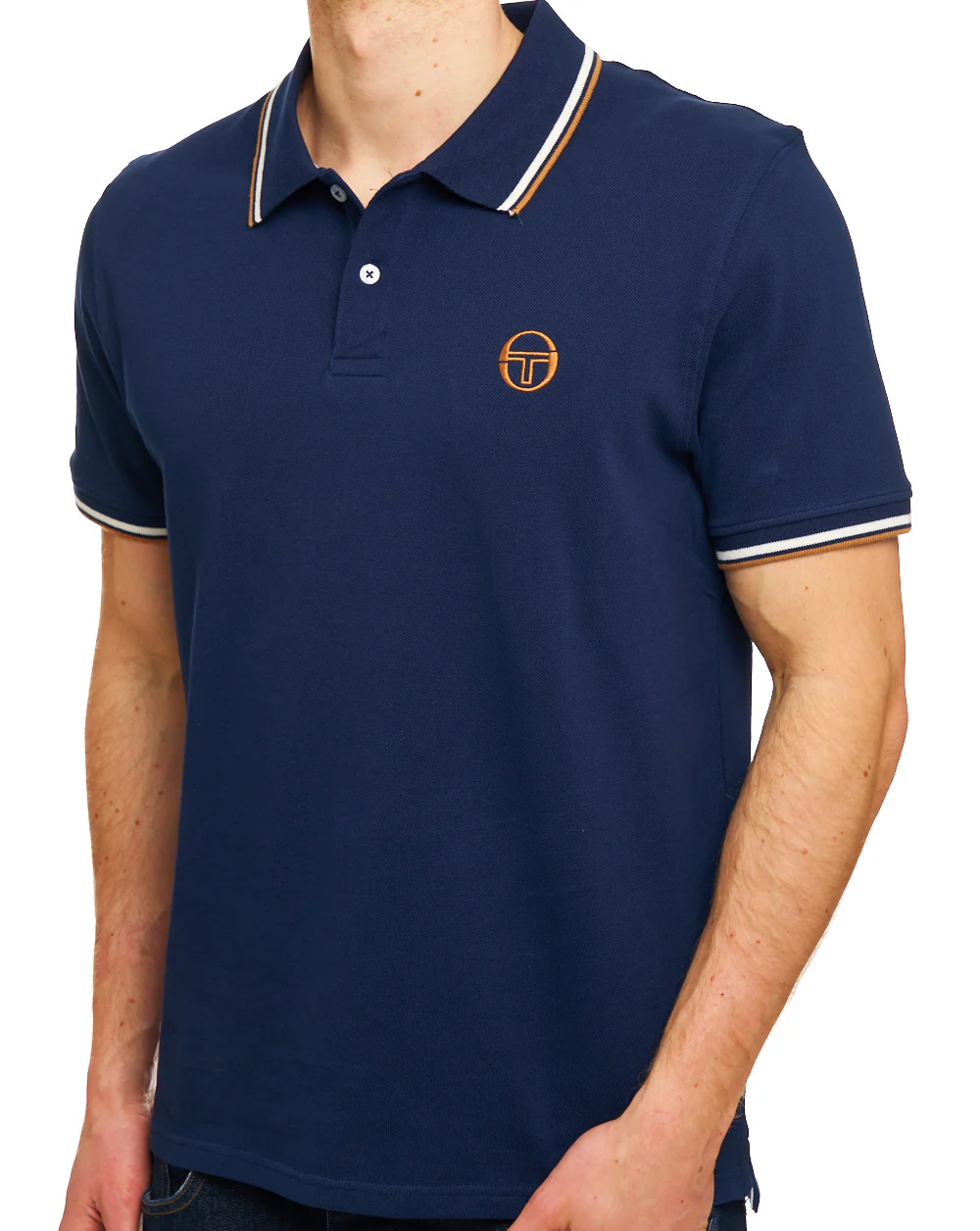 Sergio Tacchini Tipped Polo Shirt Navy Blue - Image 3