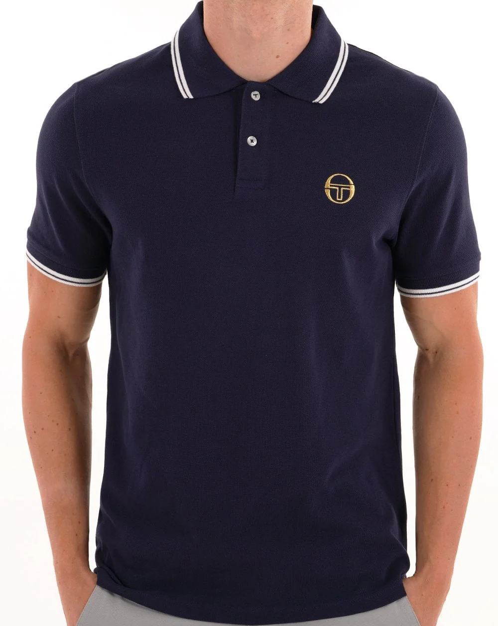 Sergio Tacchini Tipped Polo Shirt Navy Blue/Gardenia