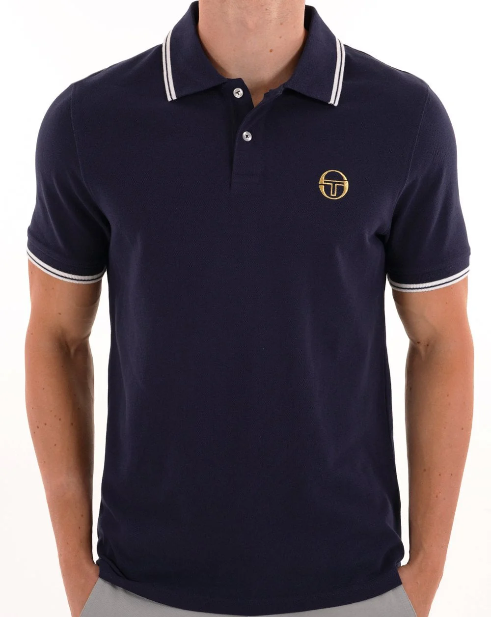 Sergio Tacchini Tipped Polo Shirt Navy Blue/Gardenia - Image 2