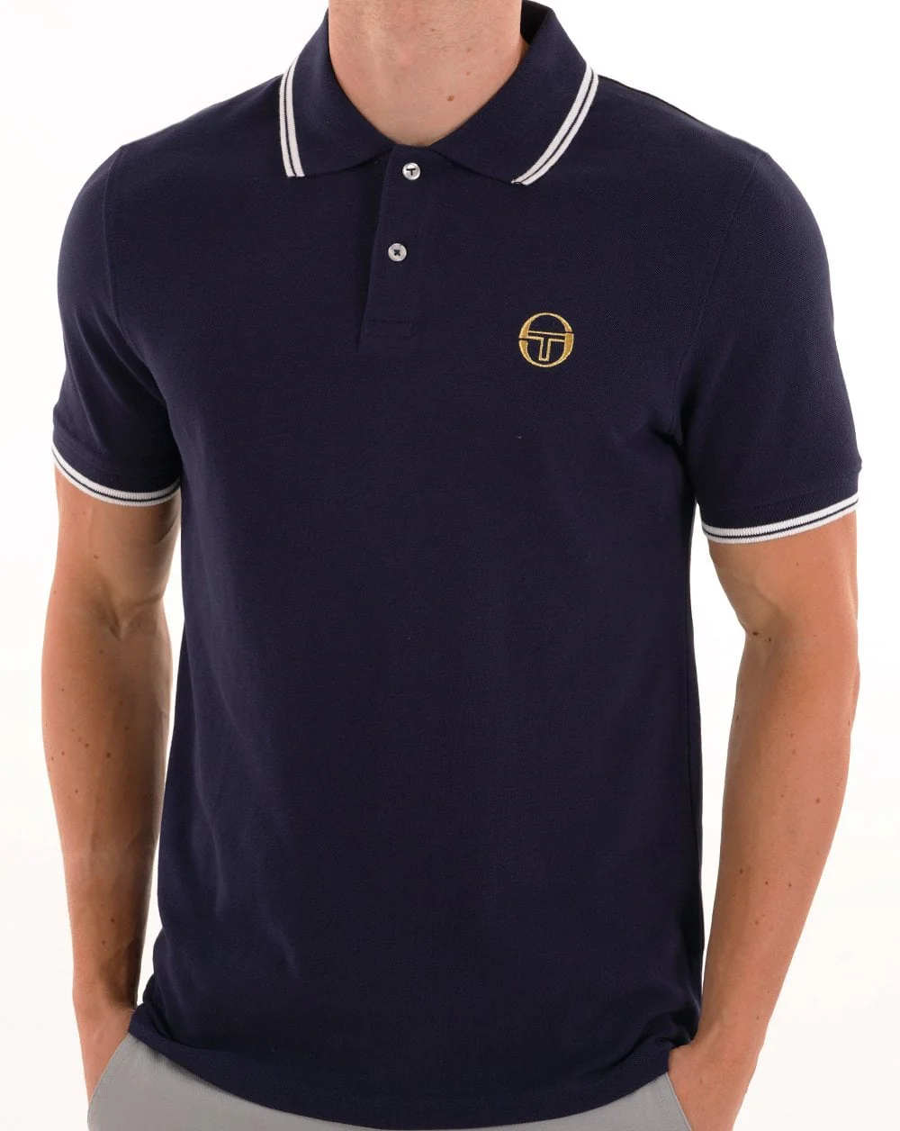 Sergio Tacchini Tipped Polo Shirt Navy Blue/Gardenia - Image 3