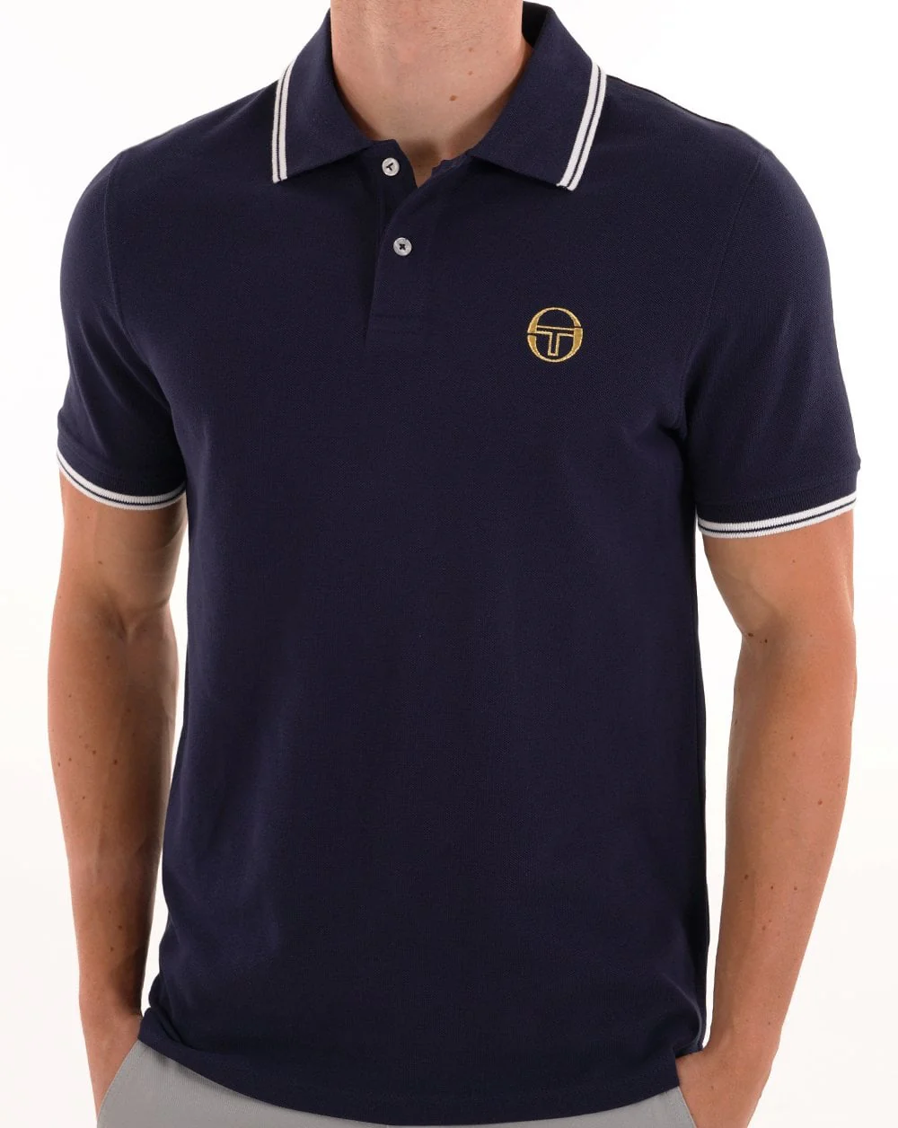 Sergio Tacchini Tipped Polo Shirt Navy Blue/Gardenia - Image 4