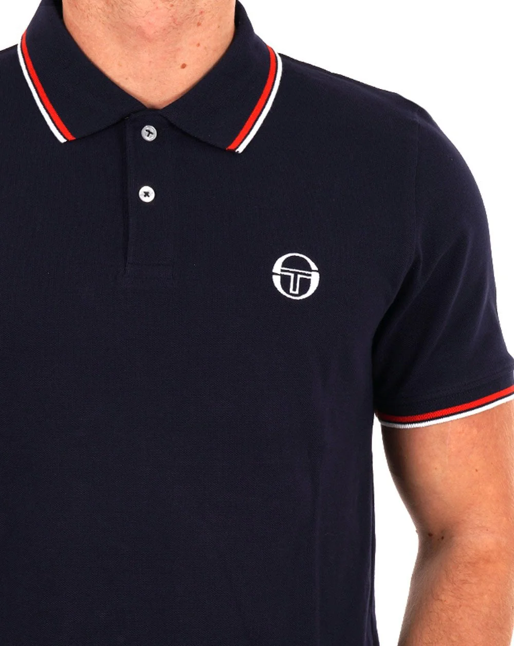 Sergio Tacchini Tipped Polo Shirt Navy Blue/Red