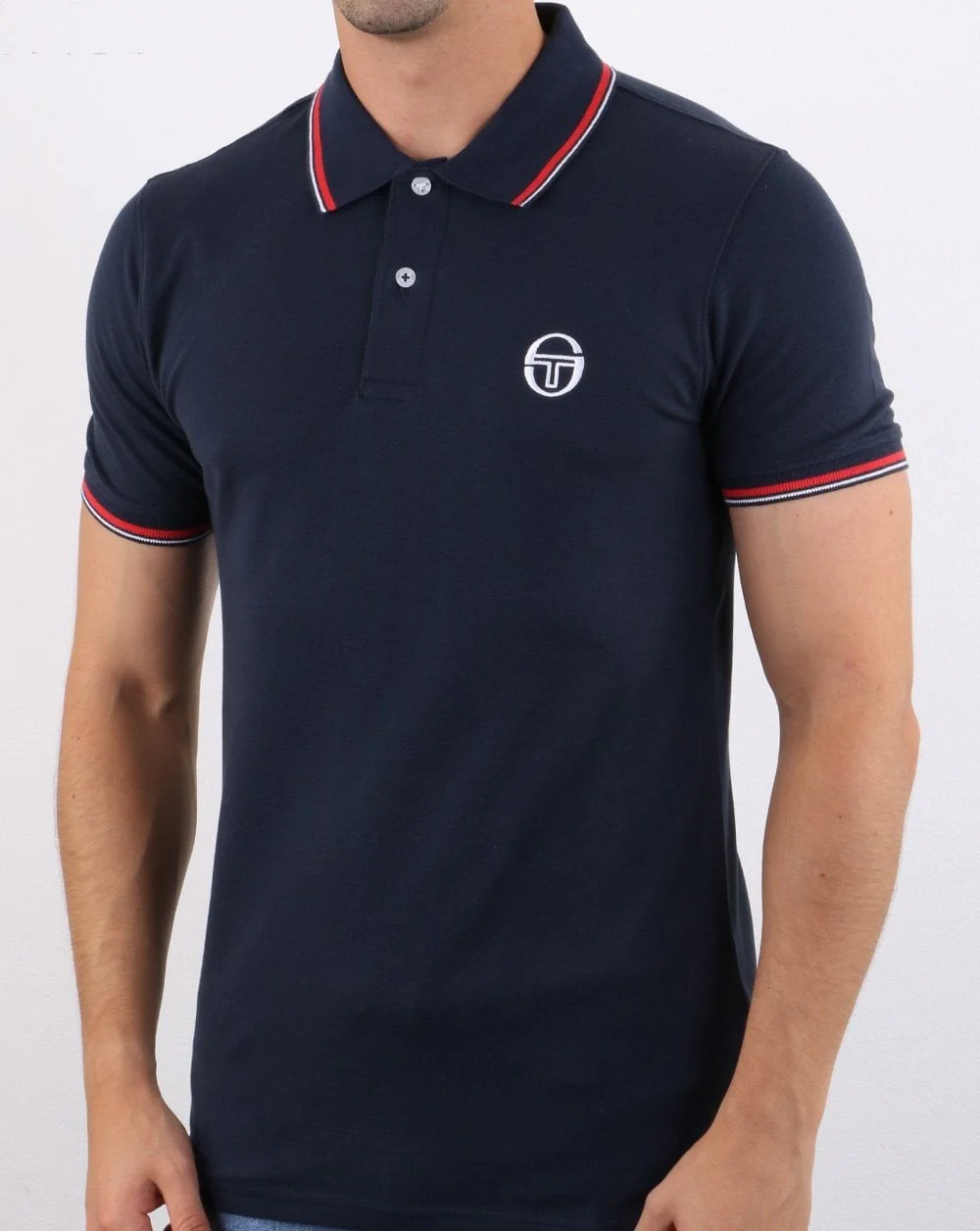 Sergio Tacchini Tipped Polo Shirt Navy/Red